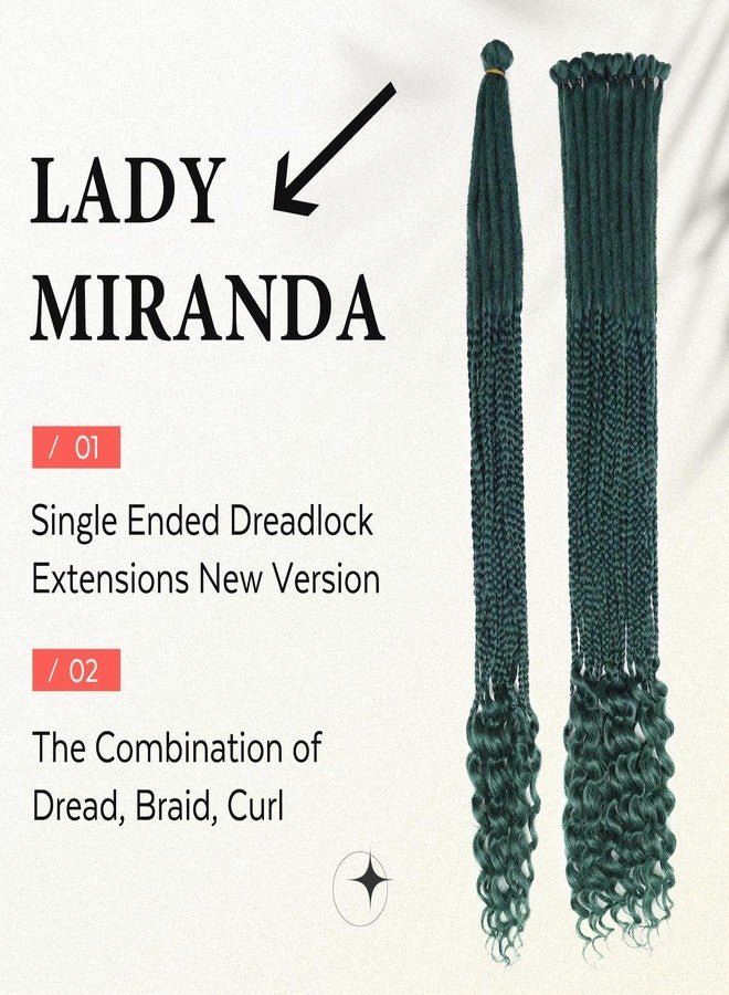 LADY MIRANDA 26 Inch Dreadlock Extensions 20 Strands SE Dreads Extensions Special Designs in 1 Dreadlocks Mixed Dread Braid and Curls Synthetic Dreadlock Extensions (Navy Emerald) - Image 2